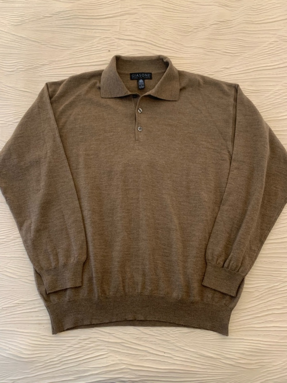 Giasone 100% Merino Wool Made in Italy Polo style knit Sweater, size Large